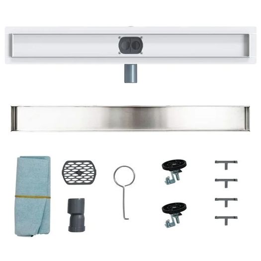 Shower Drain 2-in-1 with 360 Siphon Silver 80 cm