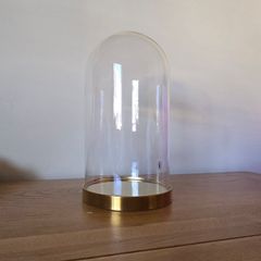 Large glass Cloche Dome with gold base