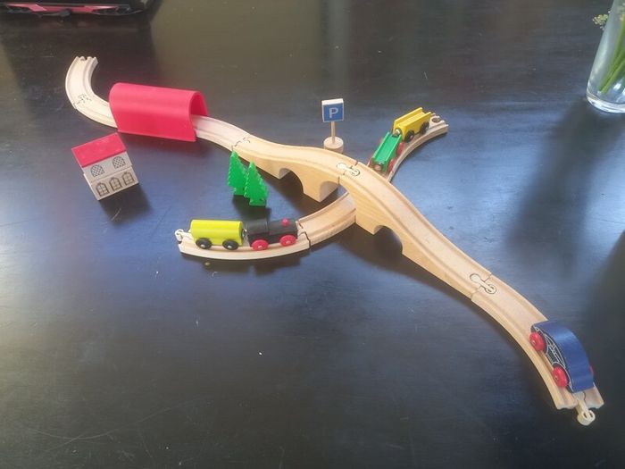 Large wooden train set collection