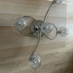Chrome Glass & 5 Ceiling Light New never used.