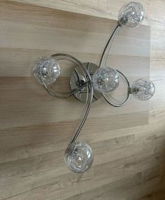Chrome Glass & 5 Ceiling Light New never used.