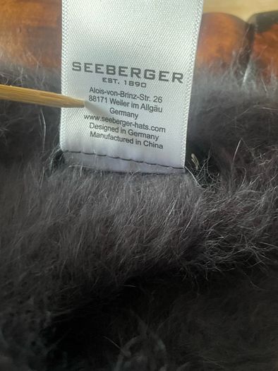 Seeberger womens Gray animal hair blend fuzzy bucket hat with a flower decoration new