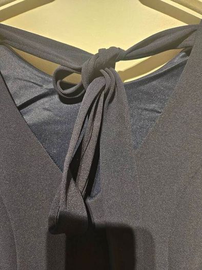 Navy Fit & Flare Dress with Bow Back XS