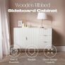 Cream Sideboard Storage Cabinet, Decorative Ribbed Wooden Buffet Storage Cabinet with 2 Doors and 3 Drawers Living Room Hallway Kitchen Sideboard, 120 x 40 x 77cm Image 2