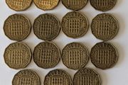 Brass 3 pence x 15