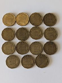 Brass 3 pence x 15