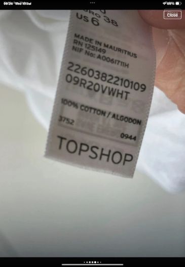 top Bnwt topshop 100% cotton frilled detail top/ tshirt