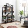 Corner Shelf, Storage Rack, Bookcase, 4-Tier Ladder Shelf, Easy Assembly, Sturdy Steel Frame, for Living Room, Bedroom, Industrial Style, Rustic Brown and Black Image 5