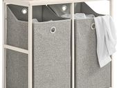 Double Laundry basket   Free-standing Laundry Basket, Dirty Laundry Basket for Laundry Bathroom, with Shelf, 2 Compartments and 2 Removable Laundry Bags