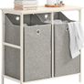 Double Laundry basket   Free-standing Laundry Basket, Dirty Laundry Basket for Laundry Bathroom, with Shelf, 2 Compartments and 2 Removable Laundry Bags Image 4