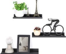 New Set of 3 Black Metal Floating Shelves - FREE P&P