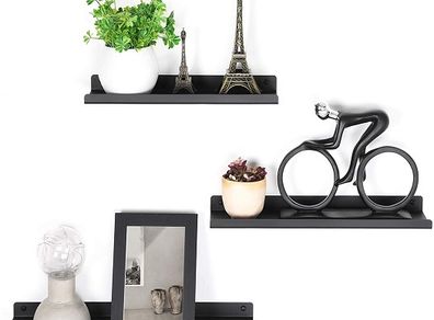 New Set of 3 Black Metal Floating Shelves - FREE P&P
