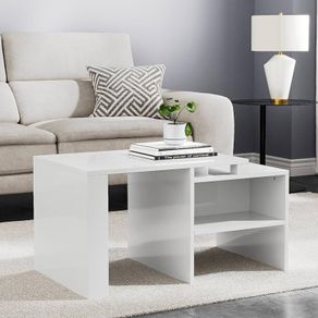 FREE P&P Industrial Coffee Table High Gloss Vintage Wooden and Metal Living Room Coffee Table with Storage Shelf Accent Furniture (White)