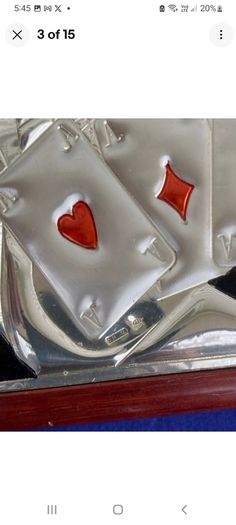 Rare and antique sculpted wood and .925 silver box look at all pictures  perfect for stylish card lovers