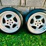 R18 5x112 Porsche Twist replica alloy wheels staggered with tyres Image 3