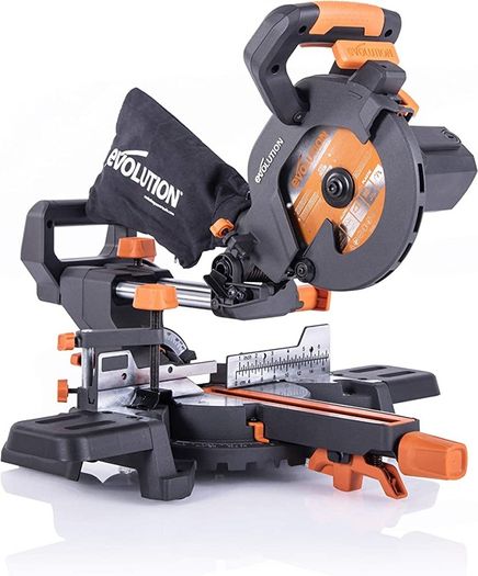 Compound Saw with Multi-Material Cutting, 45 Degree Bevel, 50 Degree Mitre, 210 mm Slide, 1200 W, 210 mm, 230 V, 3 Year Warranty (FREE POSTAGE)