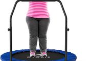40''/48'' Foldable Fitness Trampoline - Max Load 400lbs / 450lbs, Rebounder with Adjustable Foam Handle Indoor/Outdoor Fitness Body Exercise