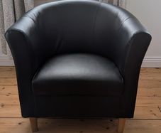 Black Leather Tub Armchair