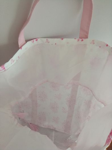 Large pink floral laundry bag
