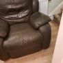 Brown Leather Reclining Armchair Image 3