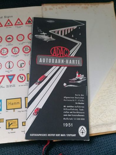 Vintage 1951 Shell Autoatlas Germany & 1951 ADAC Autobahn Map