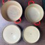 Le Creuset Cast Iron Casserole Pots Dish Dutch Round 20 cm 22 cm Red with Lids Image 2