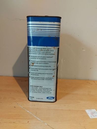Vintage Ford Super Multigrade Motor Oil Can Tin  15w 40