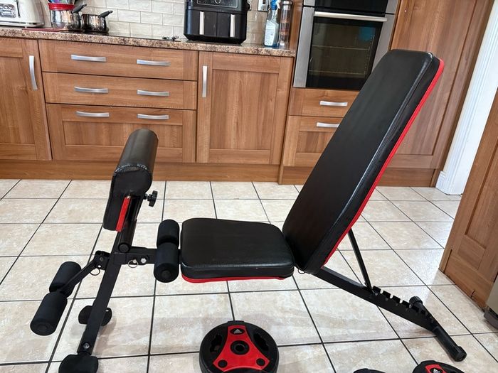 Nice Gym Set, Multiangle Weight Bench + Adidas Dumbbell Weight Set!!