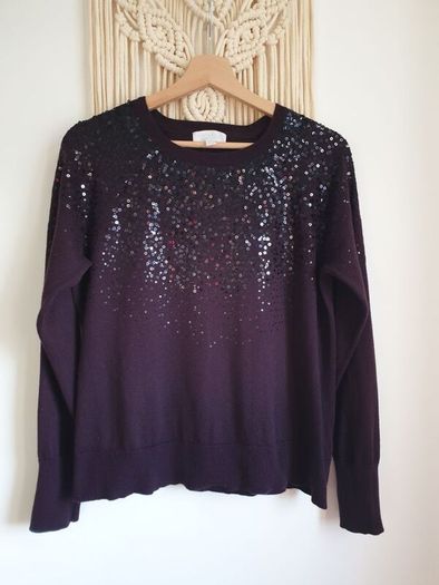The White Company Sequin Wool/ Cotton Knitted Jumper Size Uk 12