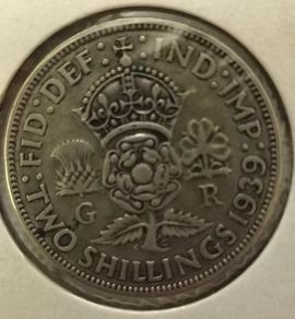 English 2 Shilling Coin 1939