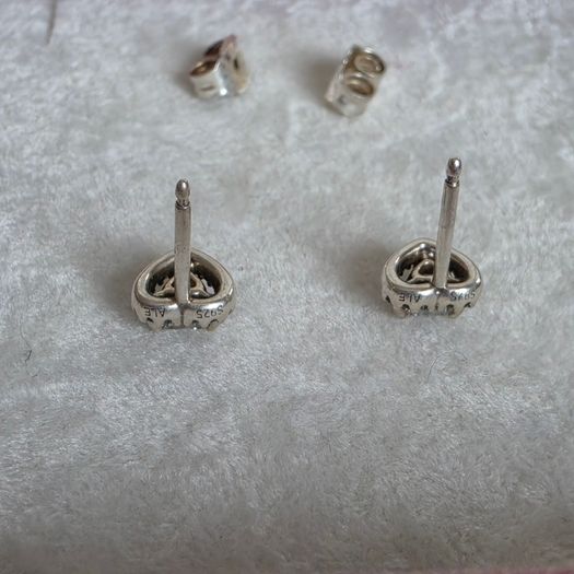 Pandora elevated heart stud earrings very good condition