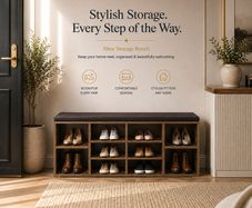 Shoe Storage Bench with Cushion 10 Compartments Vintage Brown
