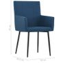 Dining Chairs with Armrests 6 pcs Blue Fabric Image 8