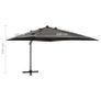 Cantilever Umbrella with Pole and LED Lights Anthracite 300 cm Image 10