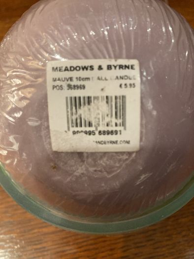 Meadows and Byrne Mauve Ball Candle and Free Newgrange glass holder
