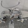 Retro bath mixer with handheld shower head. Image 4