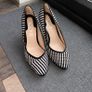 Reiss black white Size 38 UK 5 striped satin court heels Image 2
