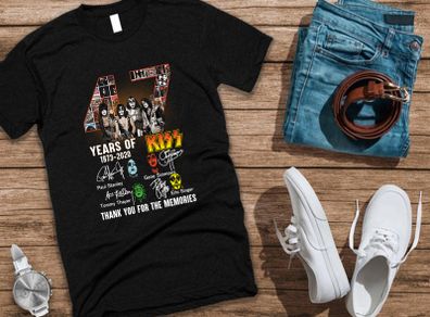 Kiss Rock Band Music 47th Years Anniversary 1973 - 2020 Memories T Shirt