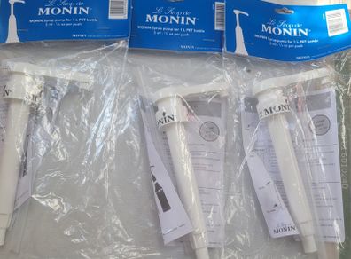3 pieces White Syrup dispenser Monin pump 5ml 1/6 oz per push