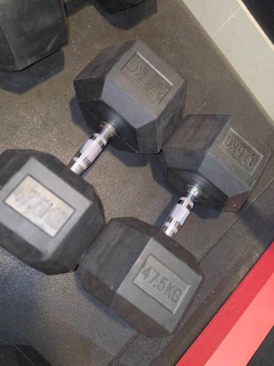 47.5 kg Rubber Hex Dumbells