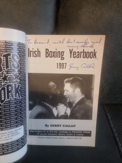Irish Boxing Yearbook. 1997. Gerry Callan (Inscribed)