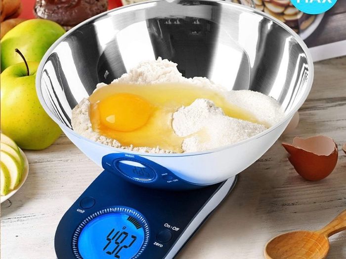 Kitchen Scales with Bowl for Baking KS5000 Digital Postal Parcel Weighing Scale 5KG Capacity Tare 1g Precision Stainless Steel 2L Bowl (FREE POSTAGE)
