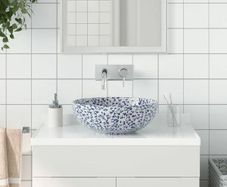 Countertop Basin White and Blue Round 41x14 cm Ceramic