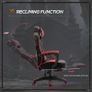 Computer Gaming Chair, Racing Desk Chair with Lumbar Support and Footrest, PU Leather Gamer Chair with Headrest and Swivel Wheels for Home, Red Image 3