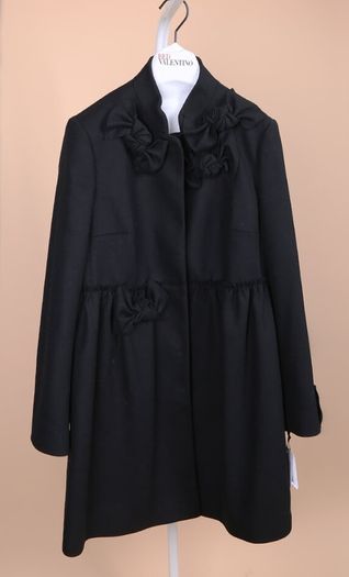 Red Valentino Frayed Bow Detail Wool Coat UK 8