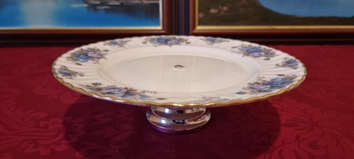 Royal Albert Moonlight Rose Bone China Gold Gilt Footed Cake Stand Made In England