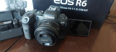 Canon R6 + 50mm + 16mm + dji mic + tascam tm 2x