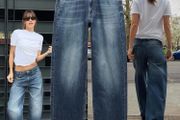 Zara Mid-Waist Straight-Leg Jeans in a gorgeous washed blue denim.  Size 42 UK 14