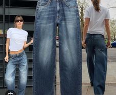 Zara Mid-Waist Straight-Leg Jeans in a gorgeous washed blue denim.  Size 42 UK 14