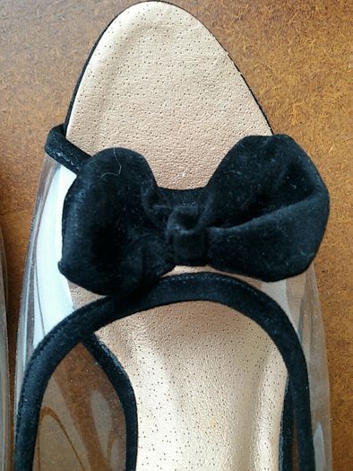 Black see through peep toe sandals New size 36